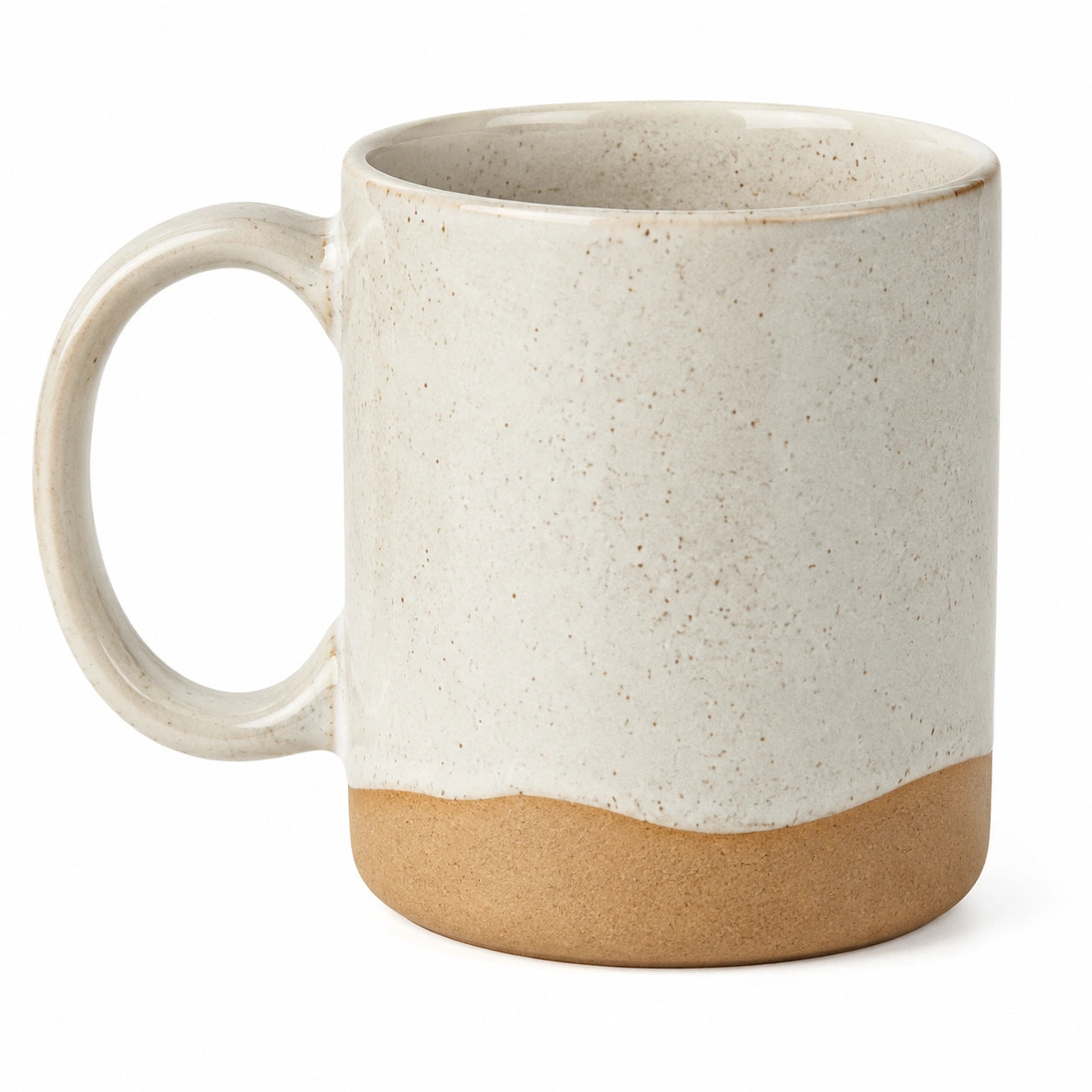 Keramikbecher 400 ml Creme Braun mit Sprenkelglasur und Henkel für Heißgetränke