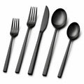 Besteckset 5-teilig bis 22 cm aus Edelstahl in Schwarz mit matter Oberfläche