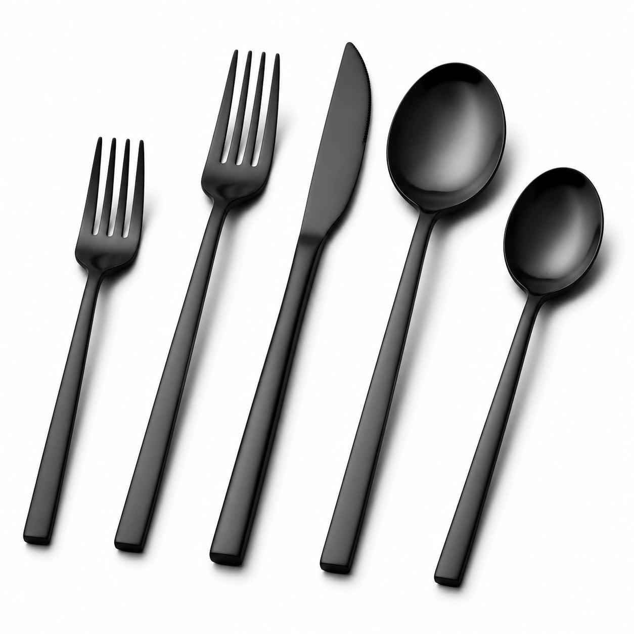 Besteckset 5-teilig bis 22 cm aus Edelstahl in Schwarz mit matter Oberfläche