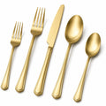 5-teiliges Besteckset Goldfarben aus Edelstahl für 1 Person im klassischen Stil