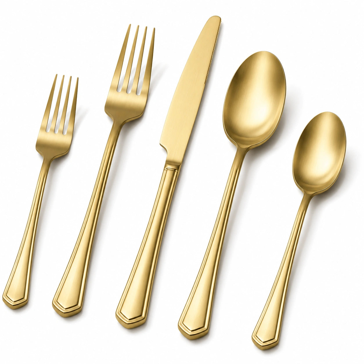 5-teiliges Besteckset Goldfarben aus Edelstahl für 1 Person im klassischen Stil