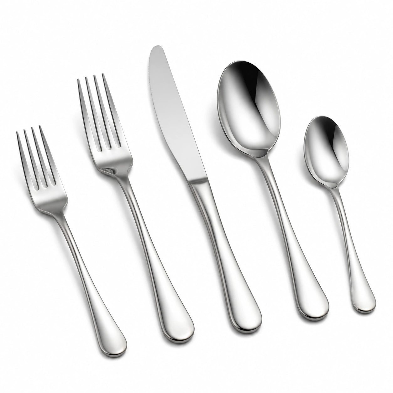 Edelstahlbesteck 5-teilig 15 bis 23 cm silberfarben für den Esstisch