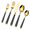 Besteckset 5-teilig aus Edelstahl in Schwarz Gold mit glänzender Oberfläche