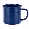 Emaillebecher 350 ml Blau - gesprenkelter Trinkbecher mit Henkel