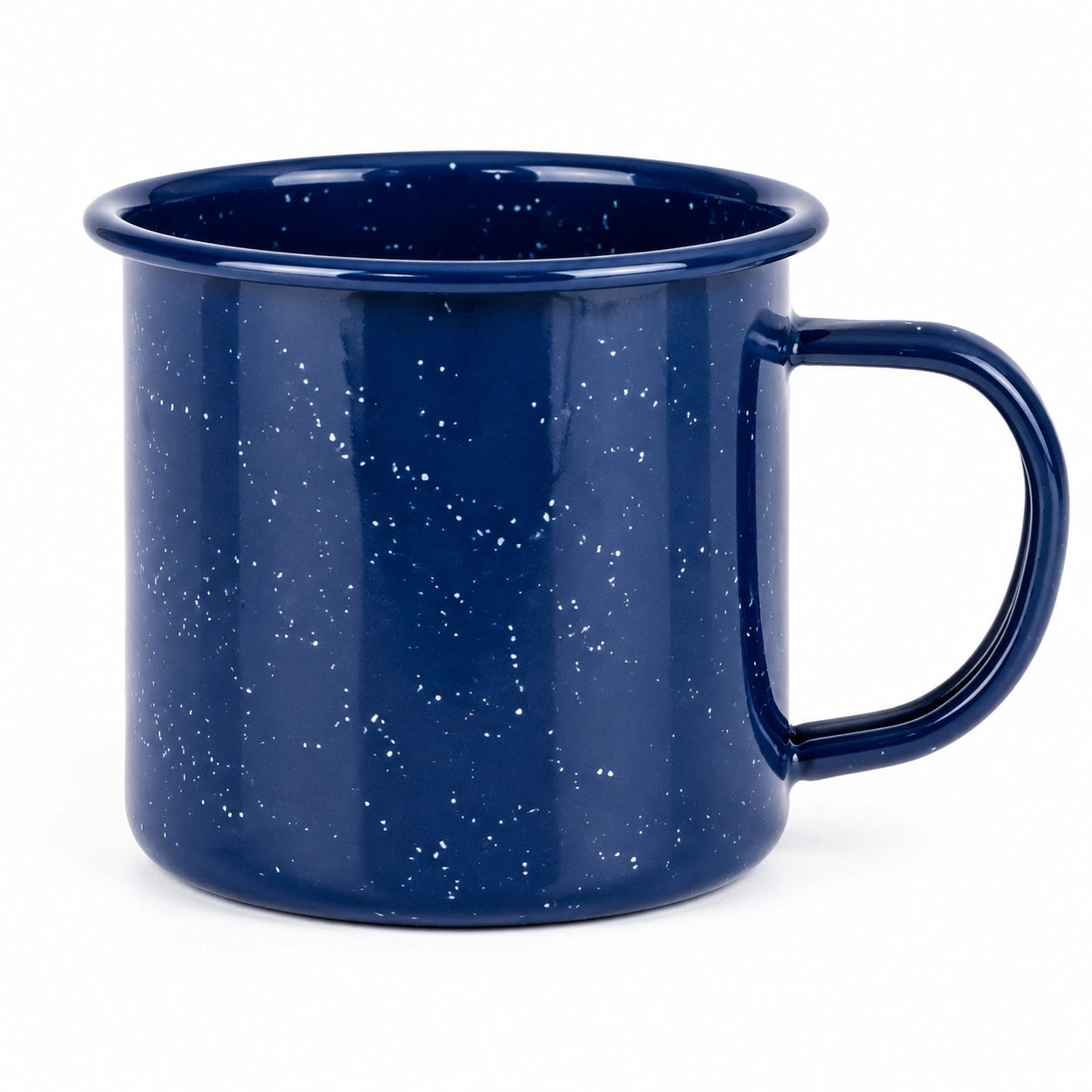 Emaillebecher 350 ml Blau - gesprenkelter Trinkbecher mit Henkel