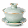 Gaiwan Teeschale 150 ml aus Keramik in Hellgrün mit Deckel und Untertasse