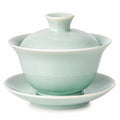Gaiwan-Teeschale 150 ml Porzellan Hellgrün mit Deckel und Untertasse