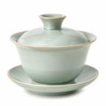 Gaiwan Teetasse 150 ml Keramik Hellgrün mit Deckel und Untertasse