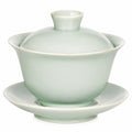 Gaiwan Teetasse 150 ml Keramik Hellgrün mit Deckel und Untertasse für losen Tee